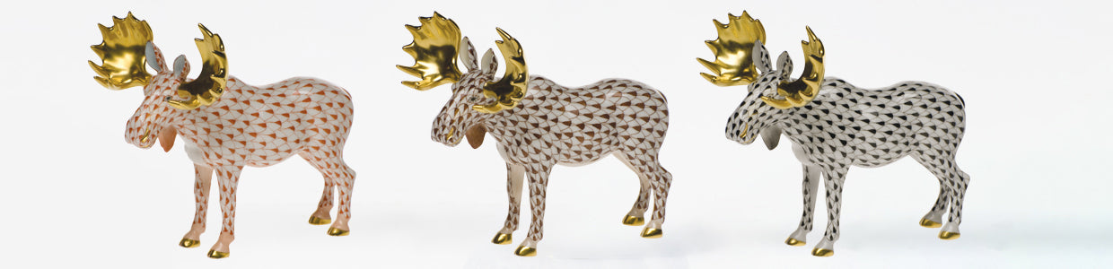 Herend Deer and Moose Figurines