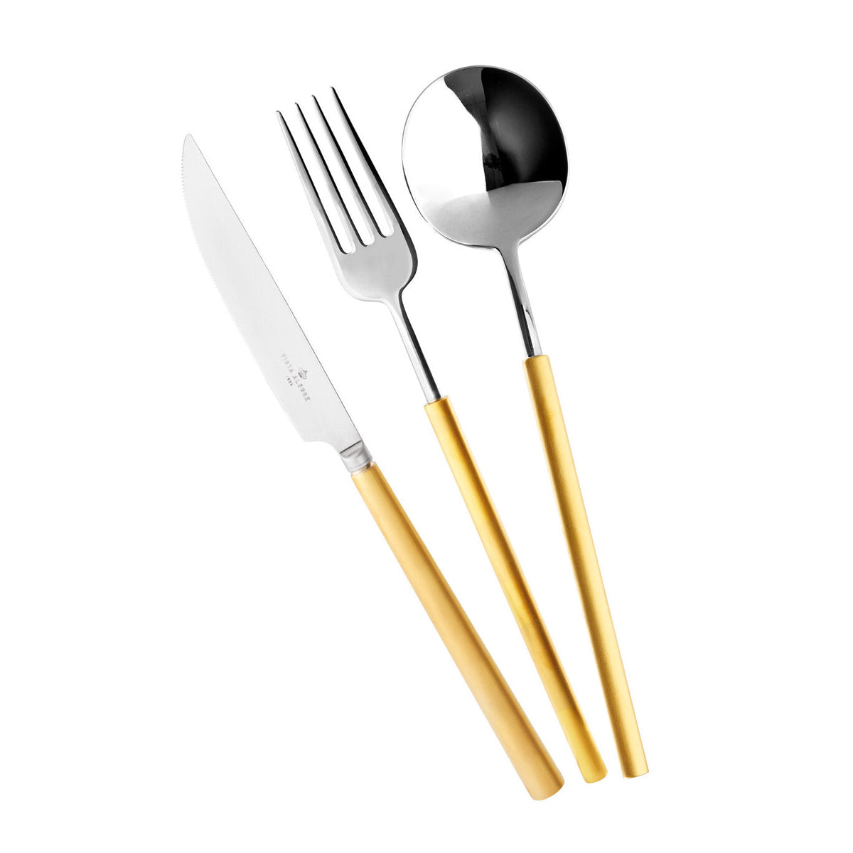 Vista Alegre Flatware - Vista Alegre Domo Handle Matte Gold 24 Piece Cutlery Set with Canteen