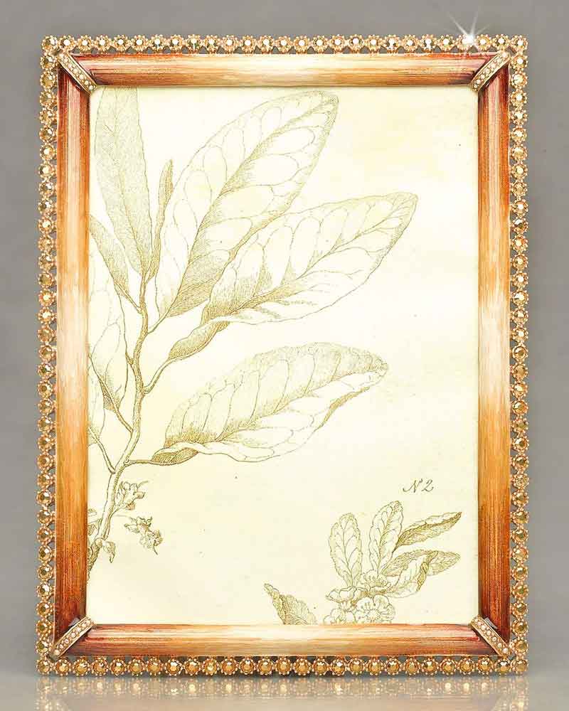 Jay Strongwater Lucas Frame in Golden Pearl, decorated with crystals all around