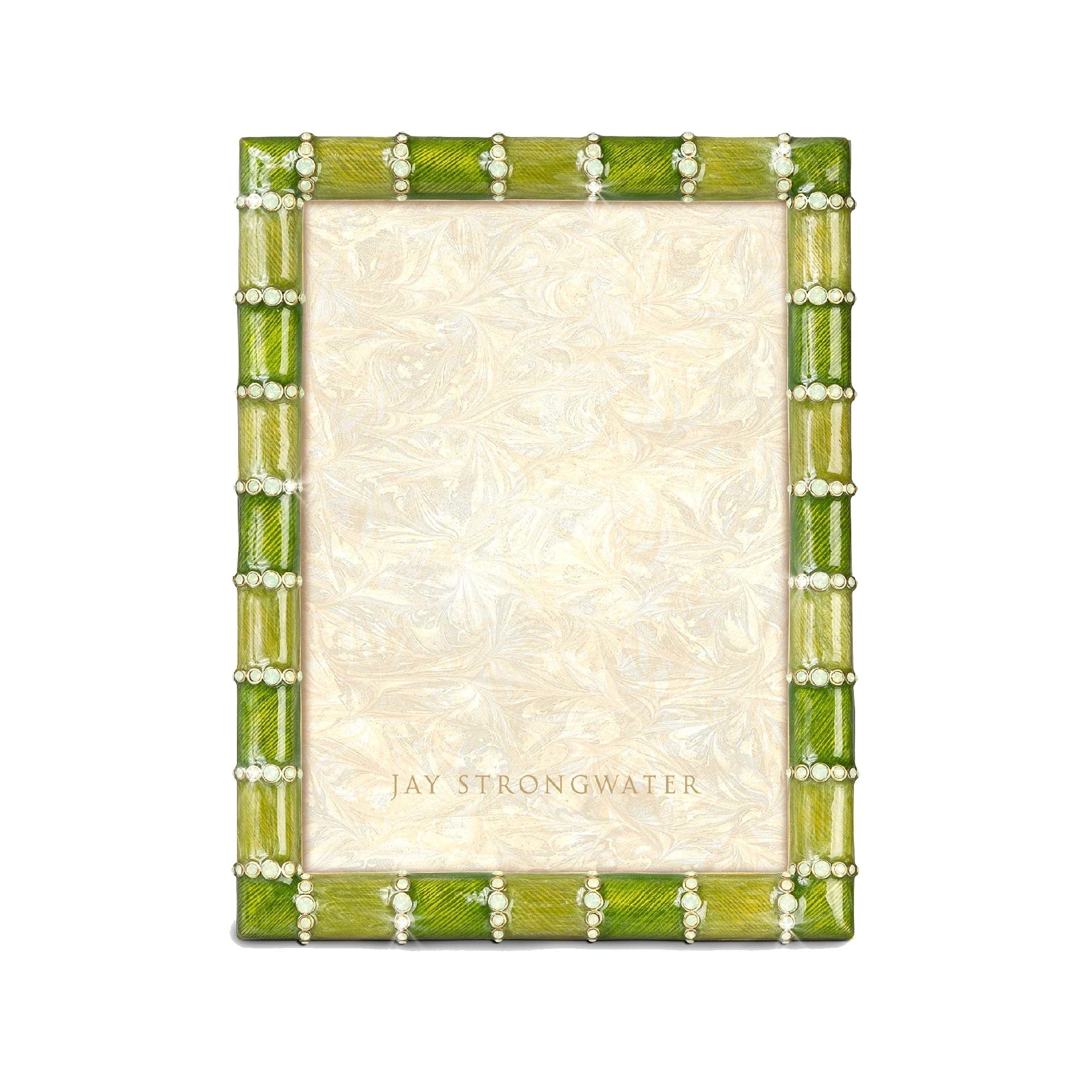 Jay Strongwater Pierced Striped frame in green, size 5x7"
