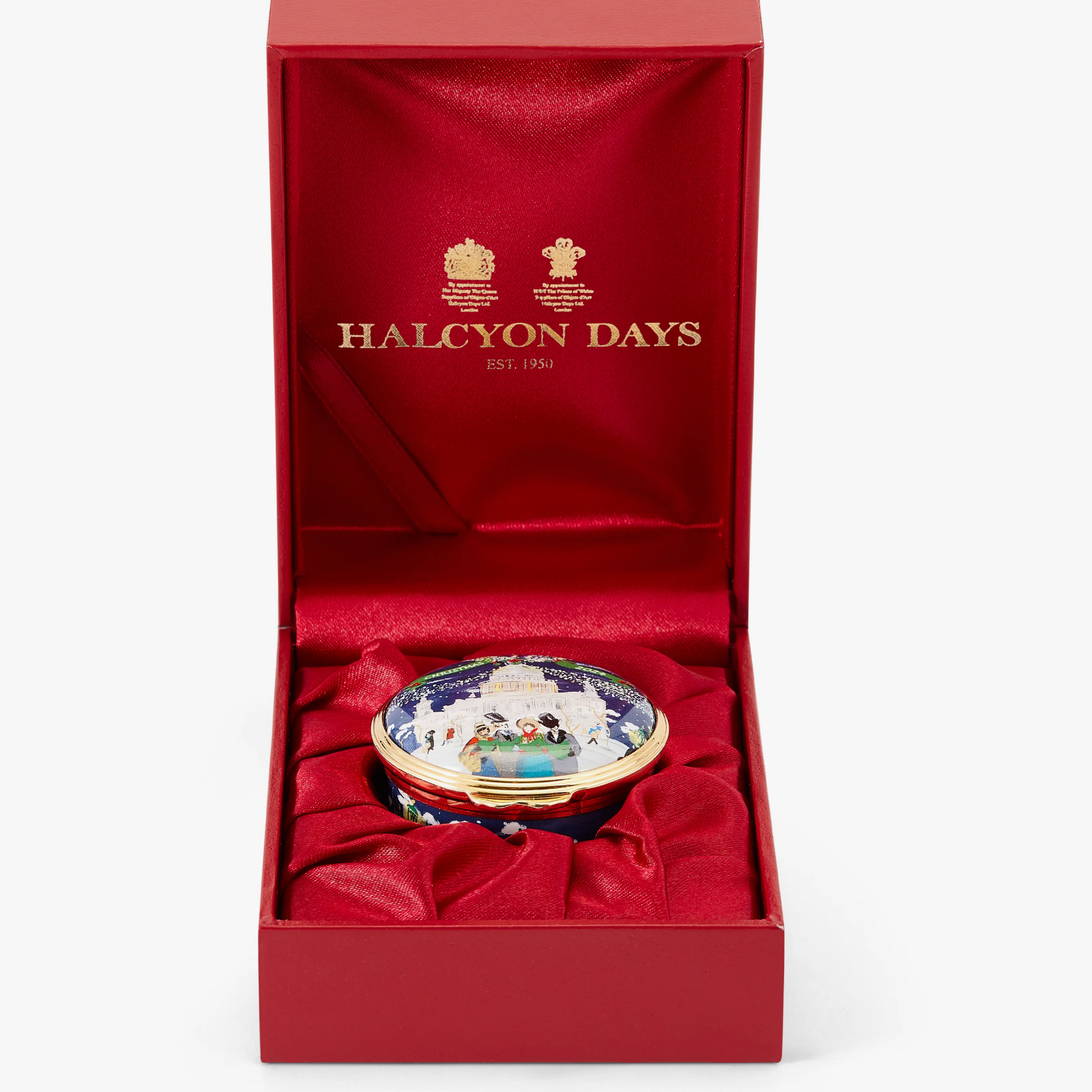 The Halcyon Days 2024 Christmas Box in a red gift box