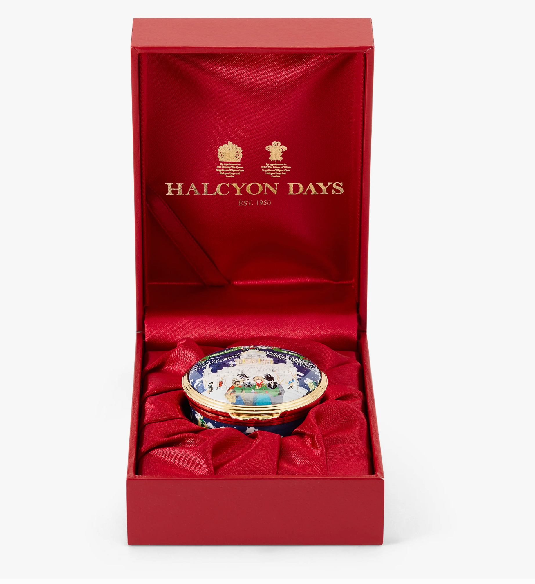 The Halcyon Days 2024 Christmas Box in a red gift box