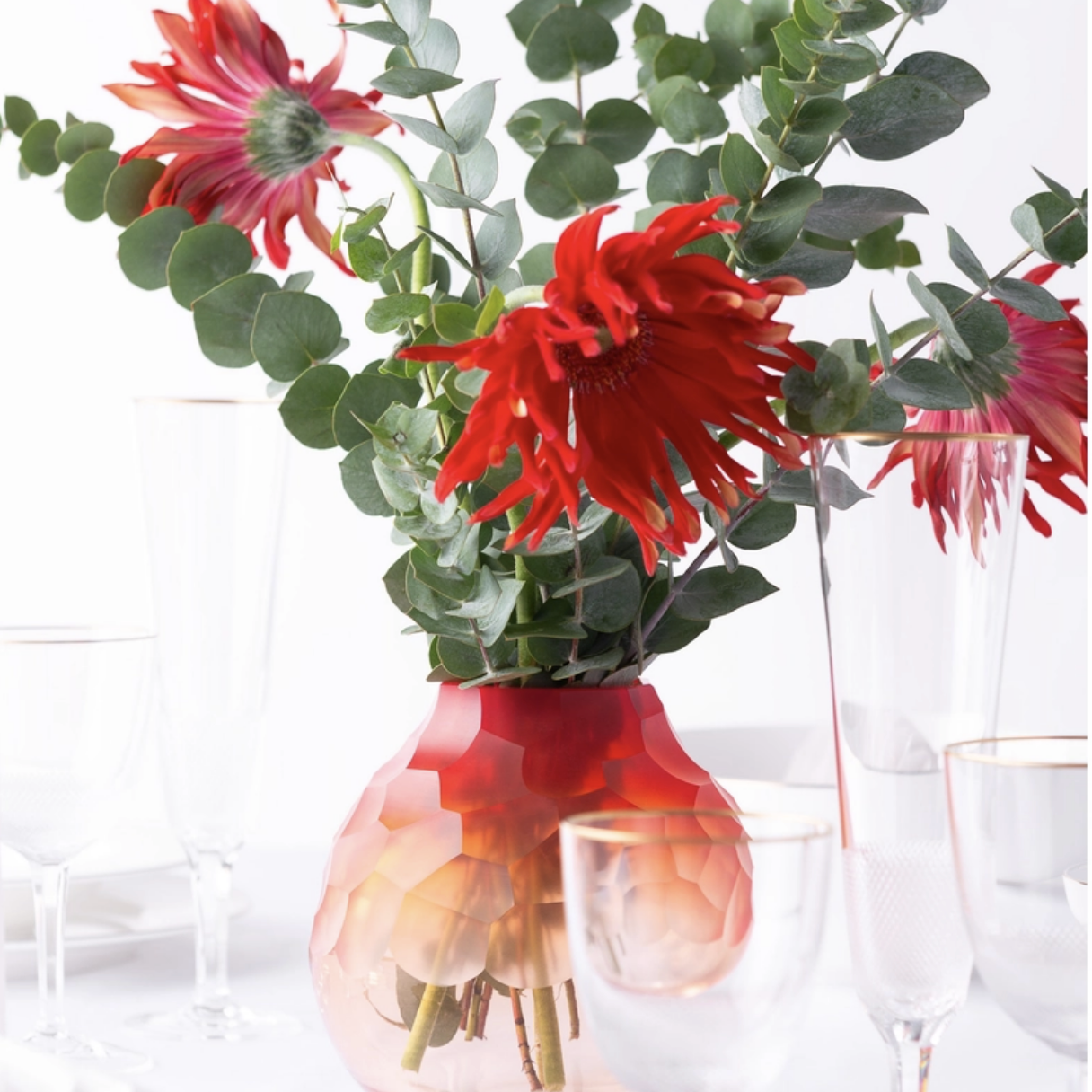 Moser Dotty Vase, Coral Red, 15cm — view 2