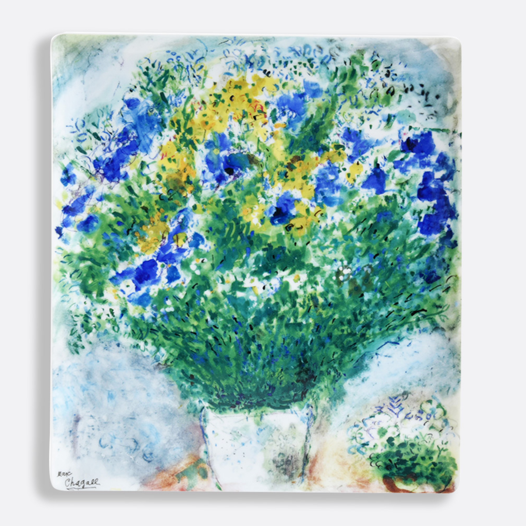 Bernardaud Les Bouquet De Fleurs By Marc Chagall Rectangular tray 10.9" x 9"