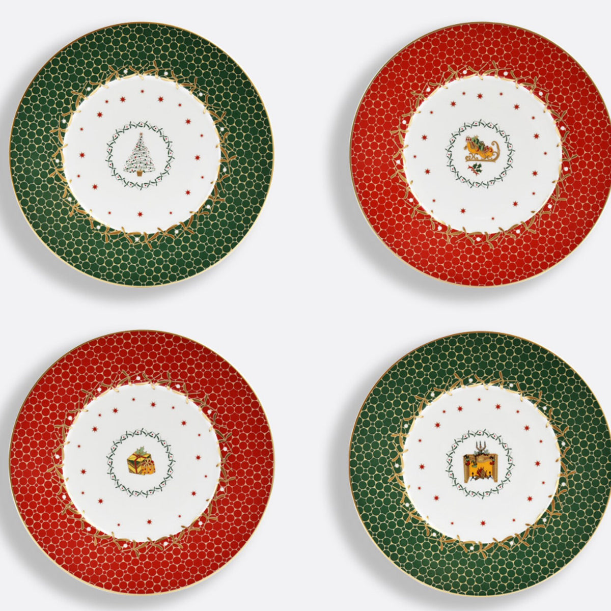 Bernardaud Noël Assorted Dessert/Salad Plates, set of 4
