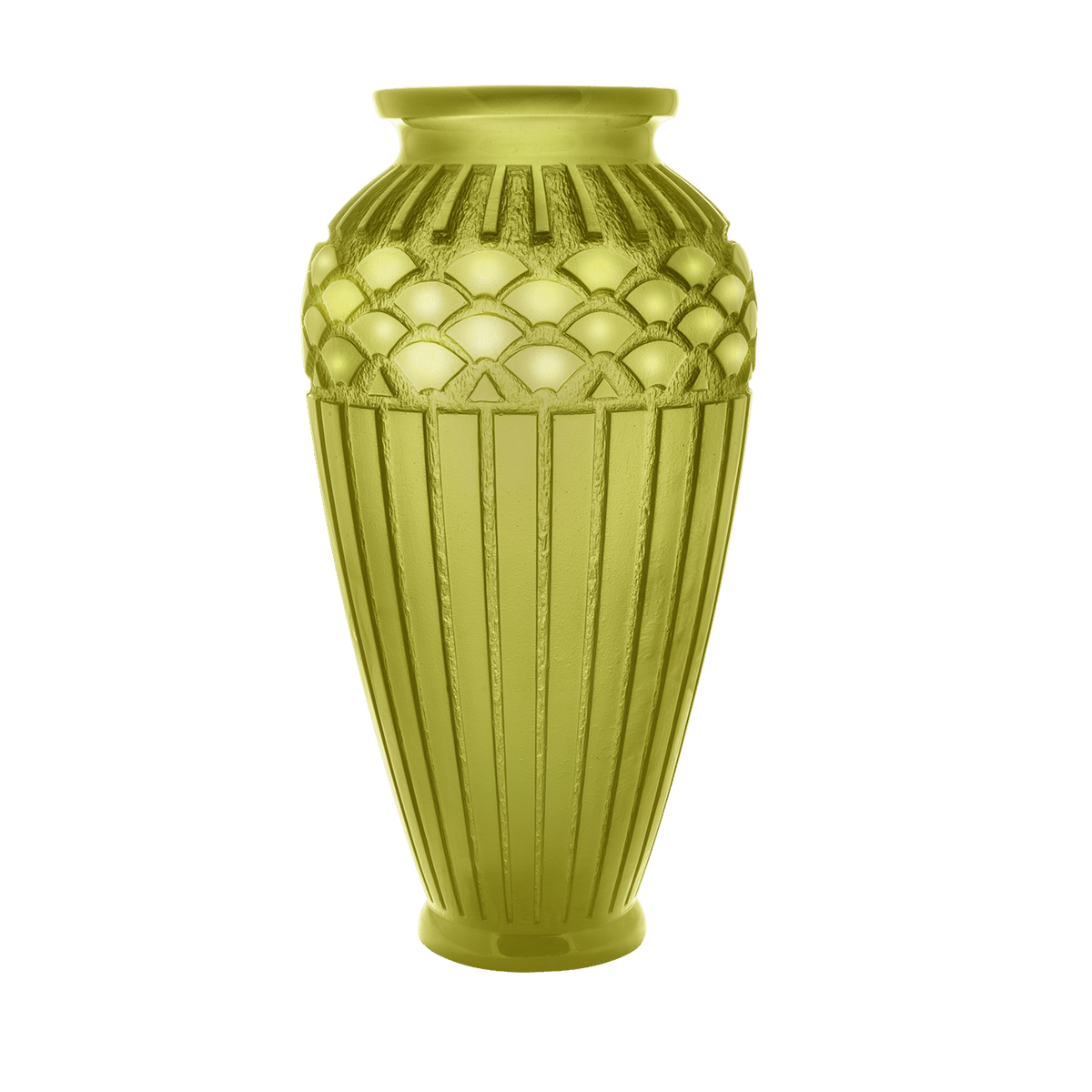 Daum Rythmes Large Vase in Green, handcrafted Daum crystal