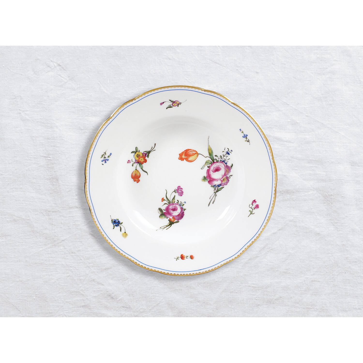 Bernardaud Rim soup 9", Limoges porcelain, A la Reine collection, on a white background