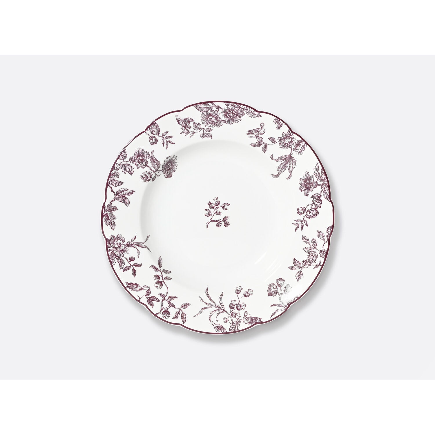 Bernardaud Rim soup 9" Albertine Prune, Limoges porcelain, Albertine Plum collection, on a white background