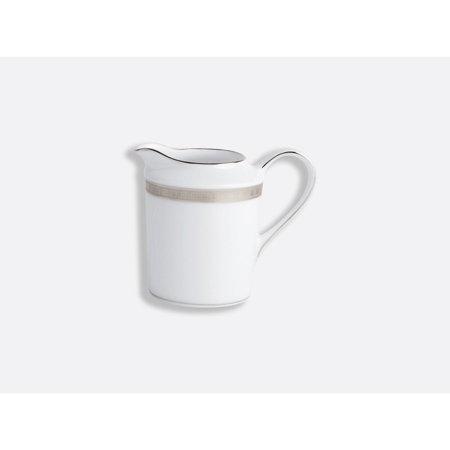 Bernardaud Creamer 12 cups, Limoges porcelain, Athéna Platine collection, on a white background