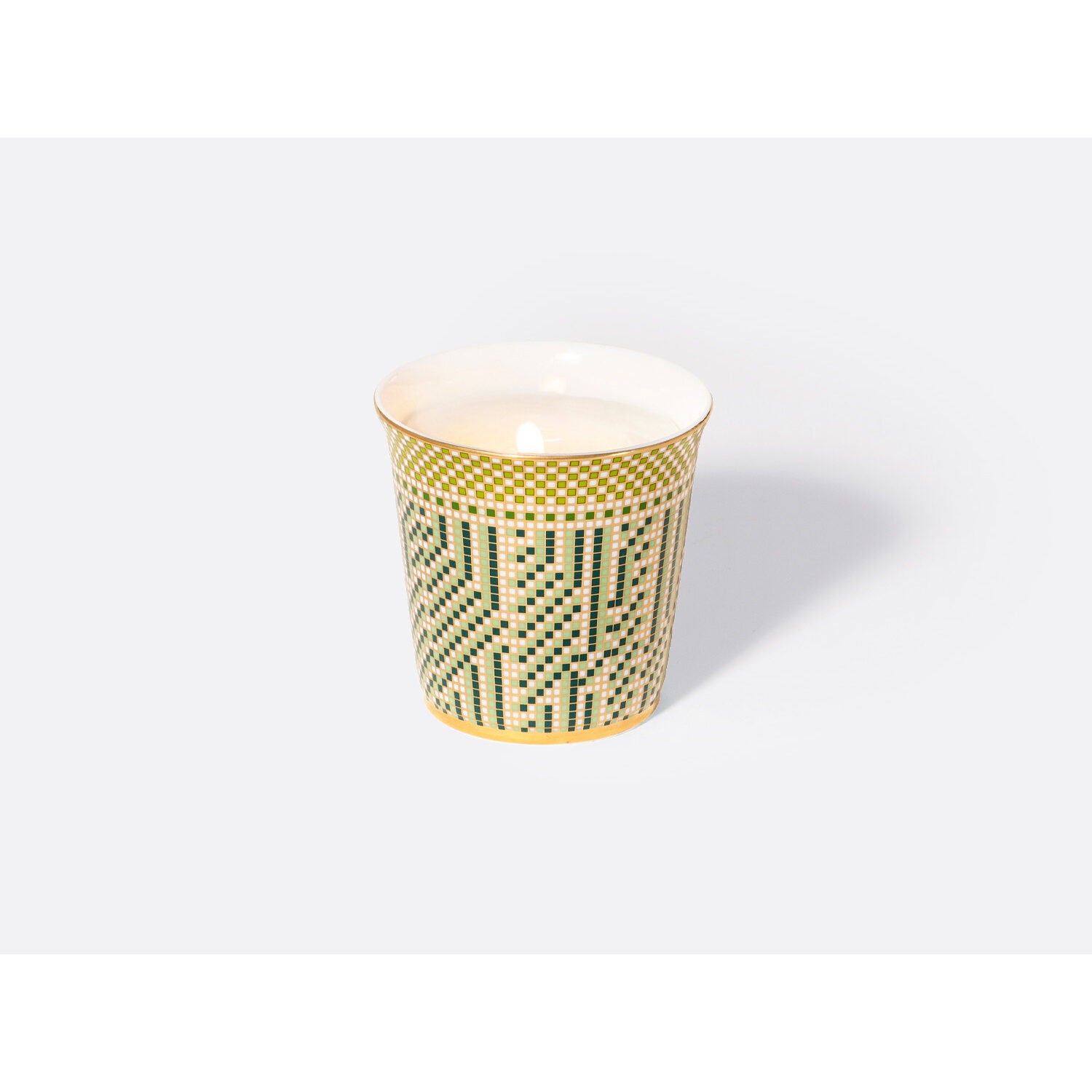 Bernardaud Tumbler 3.5" + candle home fragrance 200 gr, Limoges porcelain, Augusta collection, on a white background