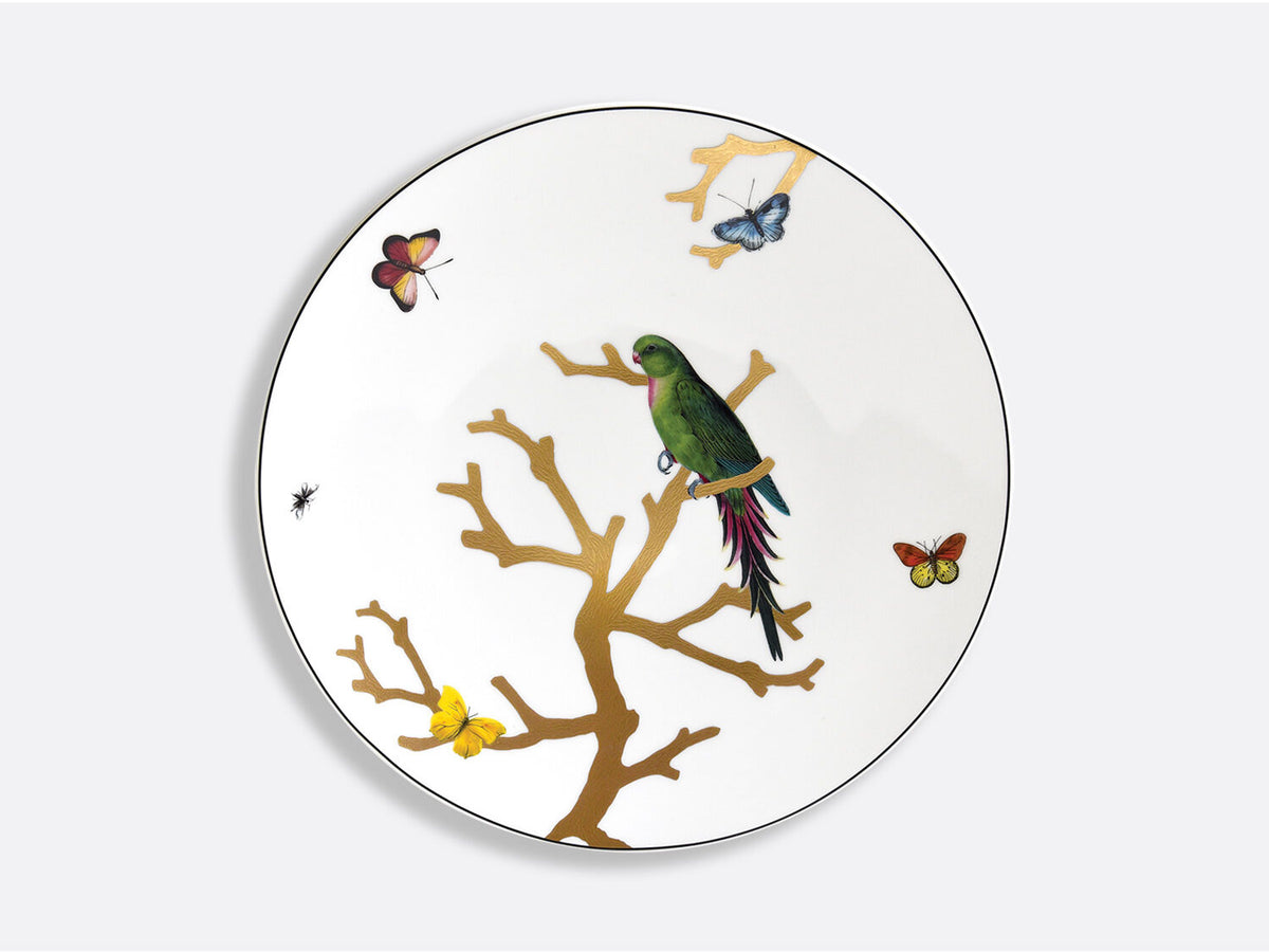 Bernardaud Dinner plate 10.6" "Perruche Verte", Limoges porcelain, Aux Oiseaux collection