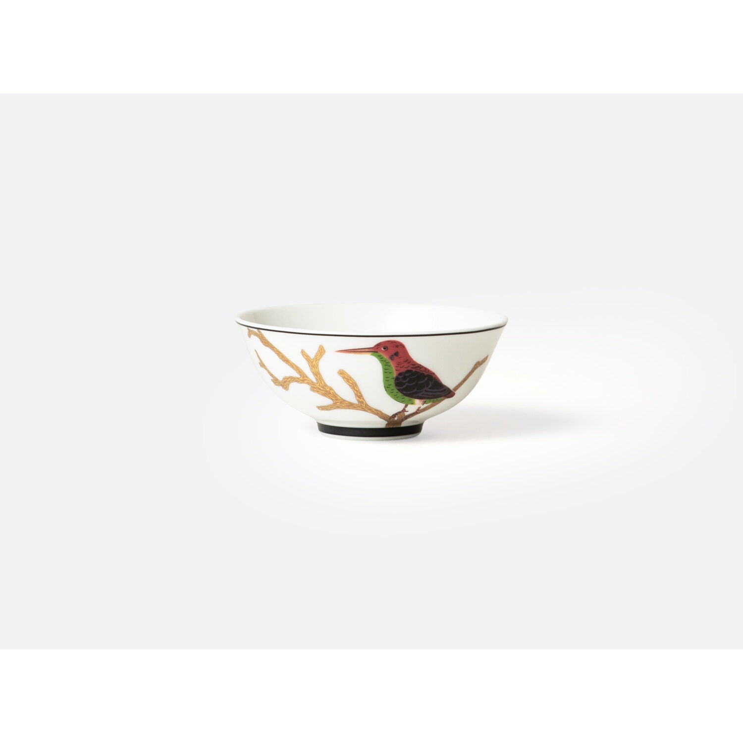 Bernardaud Rice bowl 5 oz, Limoges porcelain, Aux Oiseaux collection, on a white background