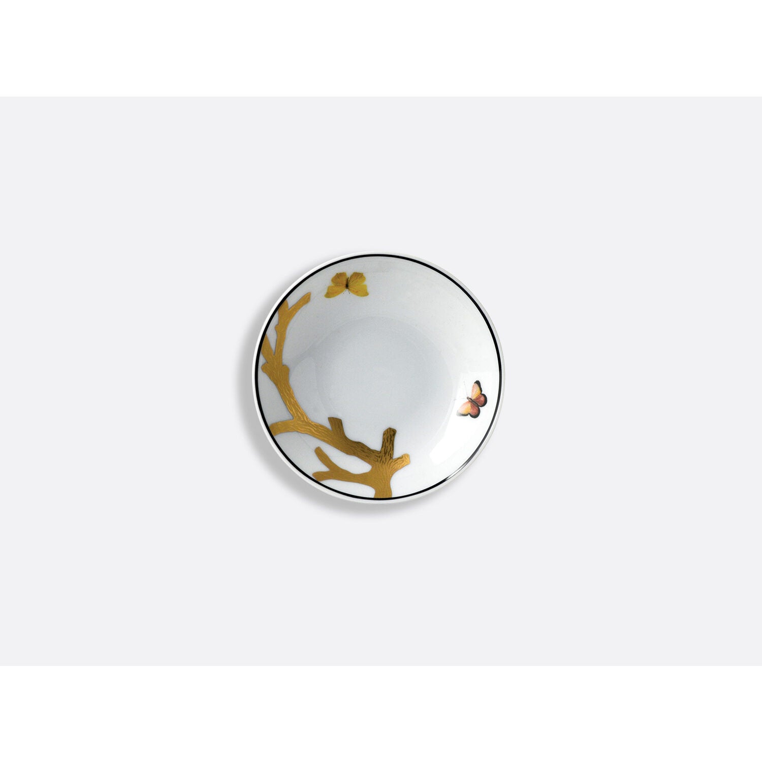 Bernardaud Small dish 4", Limoges porcelain, Aux Oiseaux collection, on a white background