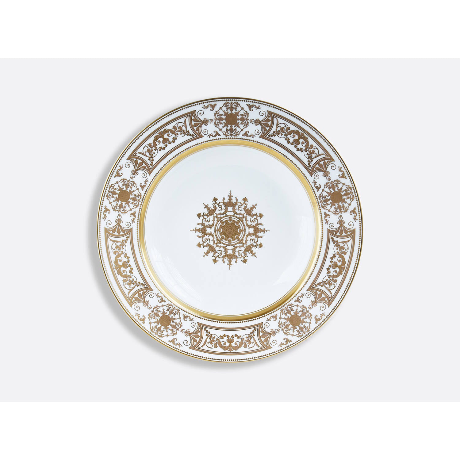 Bernardaud Rim soup 9", Limoges porcelain, Aux Rois Or collection, on a white background