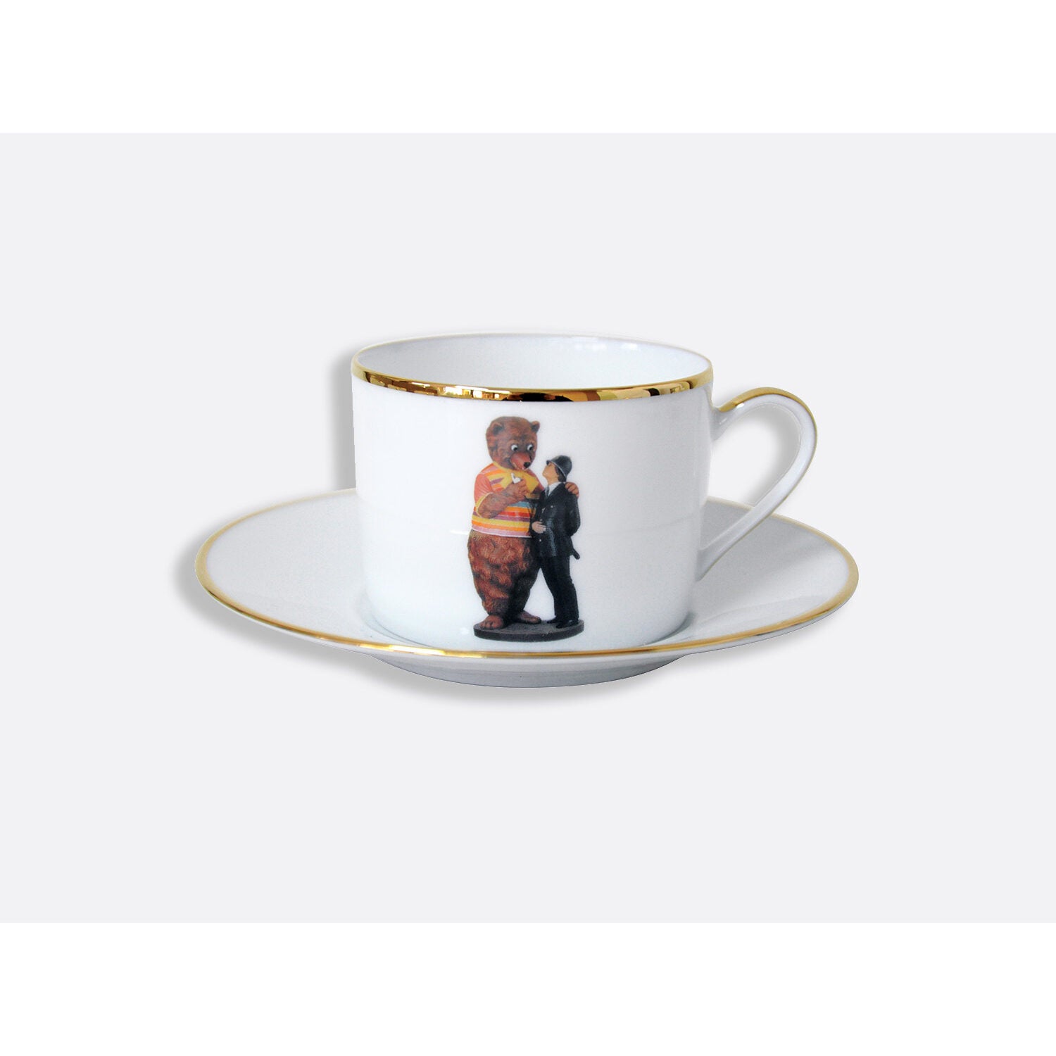 Bernardaud Gift box set of 6 tea cups 3 oz and saucers, Limoges porcelain, Banality Series - Jeff Koons collection, detail view