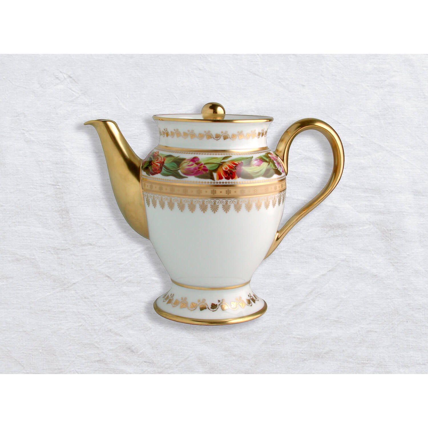 Bernardaud Coffee pot 12 cups 34 oz, Limoges porcelain, Botanique collection, on a white background