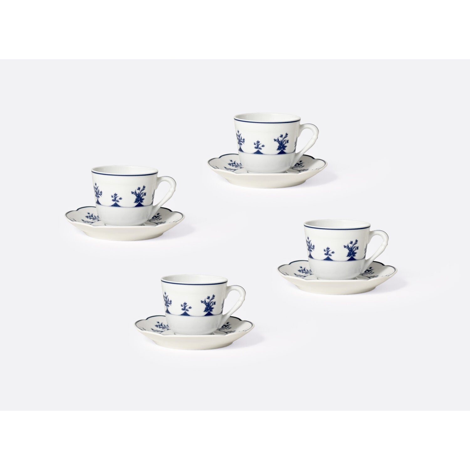 Bernardaud Moka cup and saucer gift box 2 oz, Limoges porcelain, Chateaubriand Couleur collection, detail view