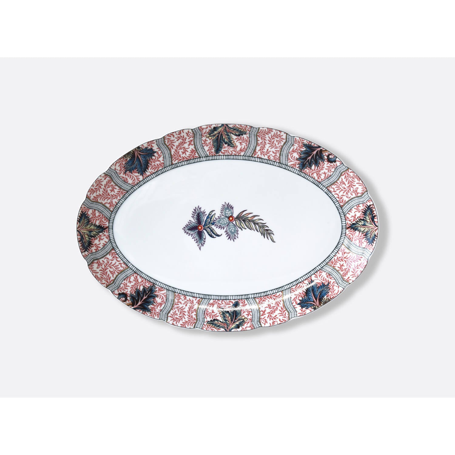 Bernardaud Oval platter 15", Limoges porcelain, Collection Braquenié collection, on a white background