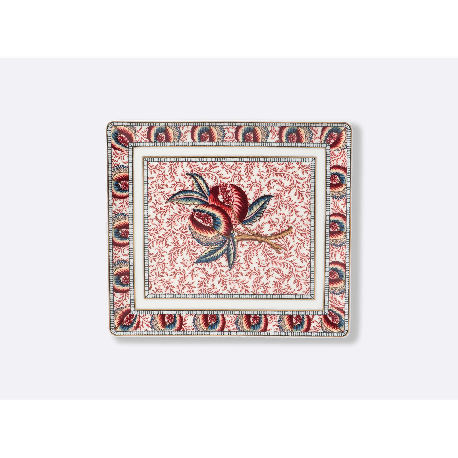 Bernardaud Rectangular tray 8.7" X 7.7", Limoges porcelain, Collection Braquenié collection, on a white background