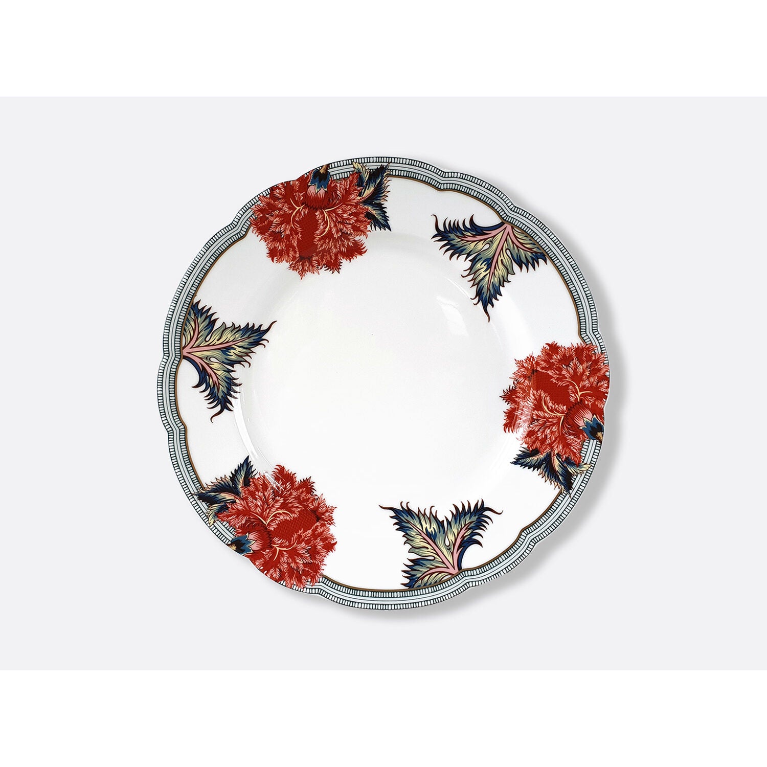 Bernardaud Set of 4 assorted dinner plates 10.6", Limoges porcelain, Collection Braquenié collection, detail view
