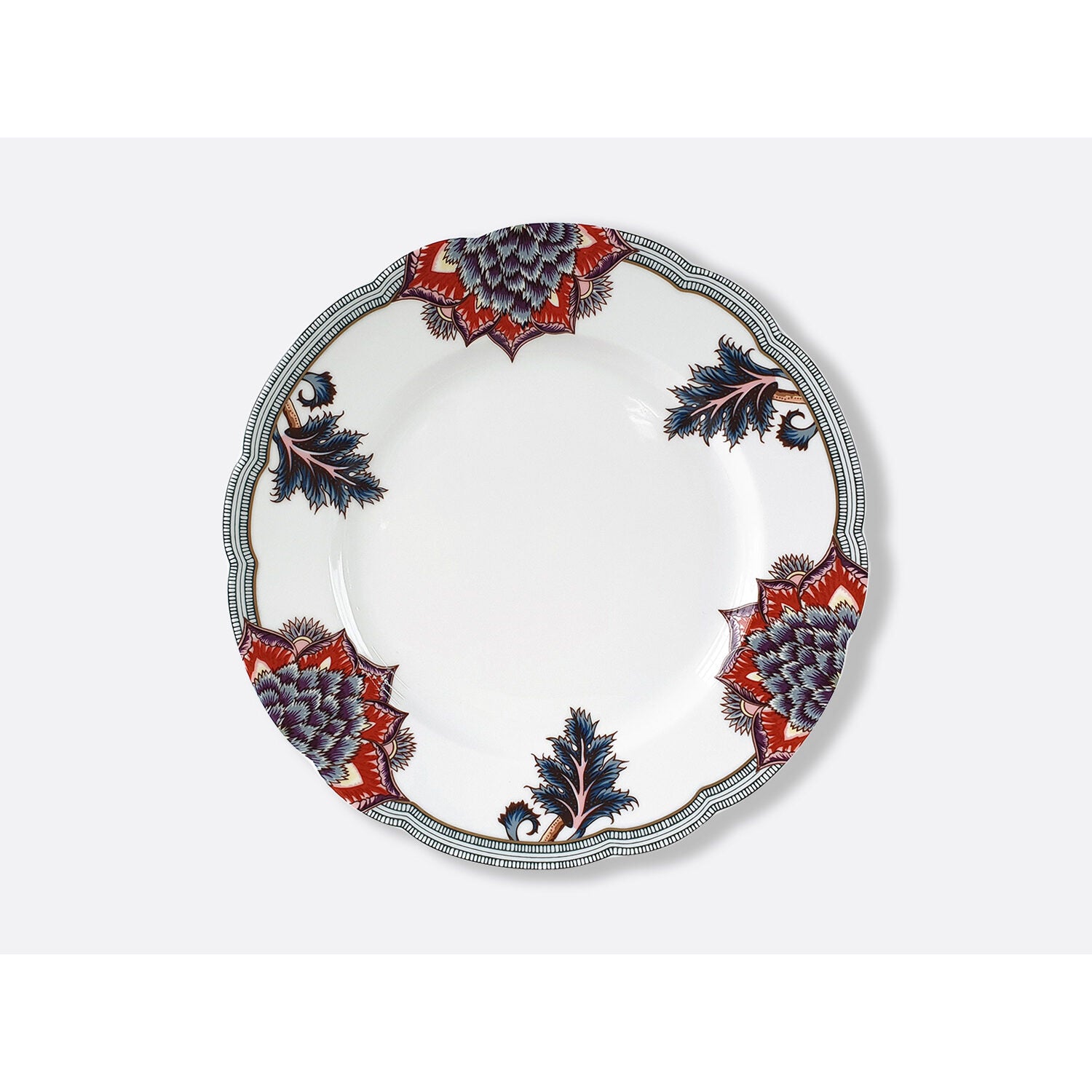Bernardaud Set of 4 assorted dinner plates 10.6", Limoges porcelain, Collection Braquenié collection, detail view