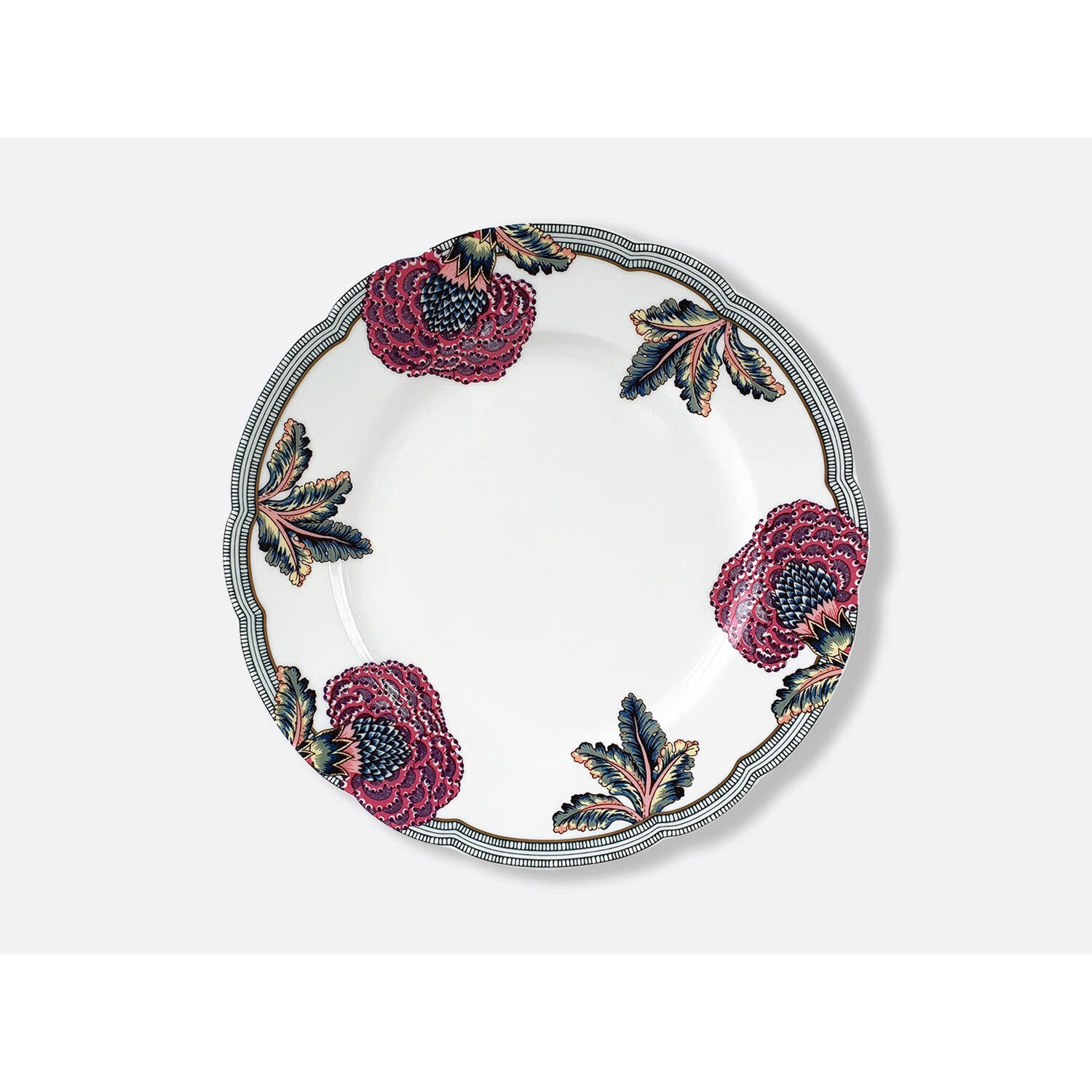 Bernardaud Set of 4 assorted dinner plates 10.6", Limoges porcelain, Collection Braquenié collection, detail view