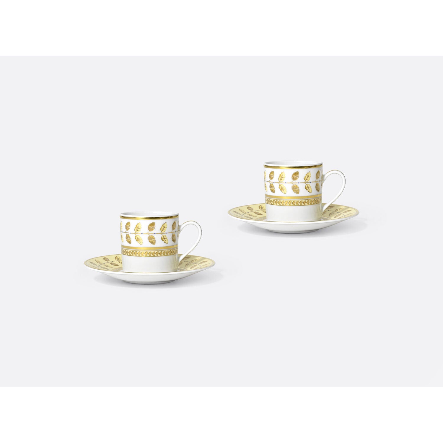 Bernardaud Moka cup and saucer gift box 2 oz, Limoges porcelain, Constance Jaune collection, detail view