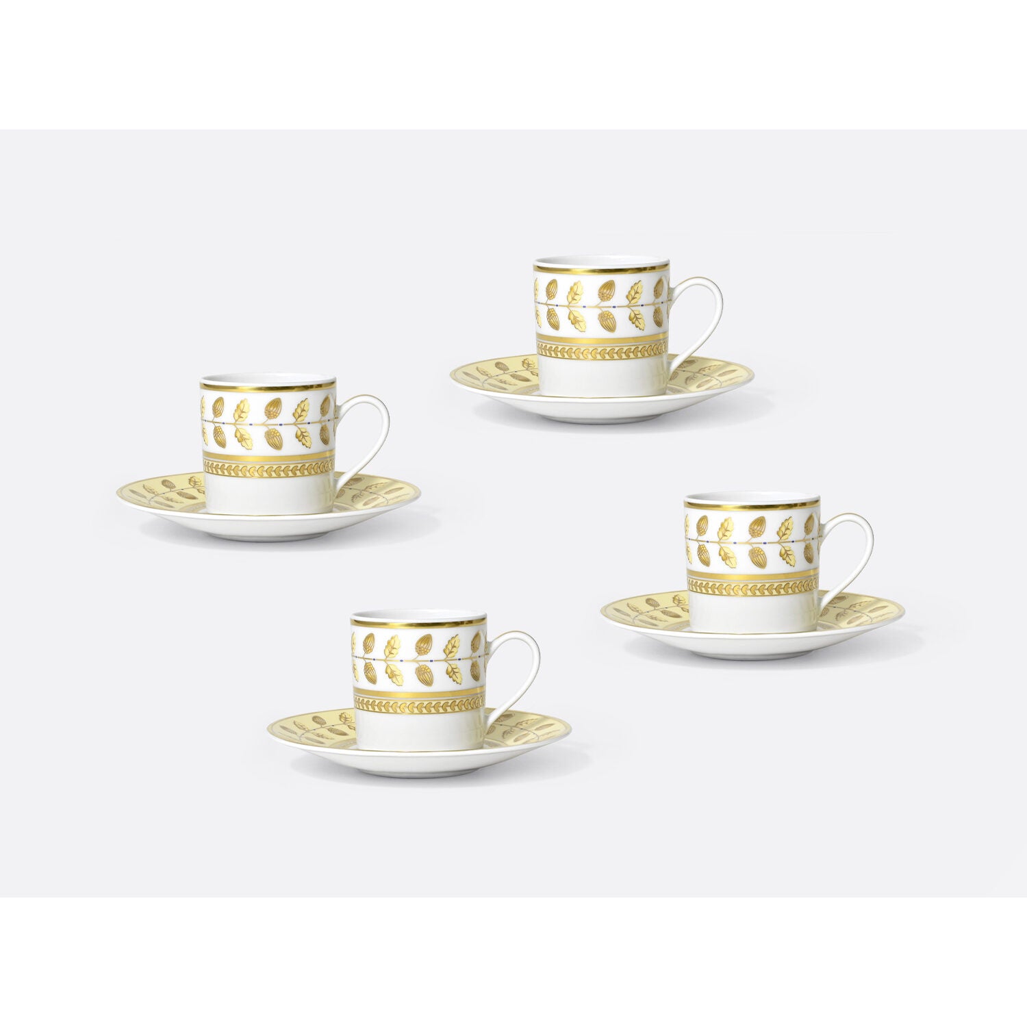Bernardaud Moka cup and saucer gift box 2 oz, Limoges porcelain, Constance Jaune collection, detail view