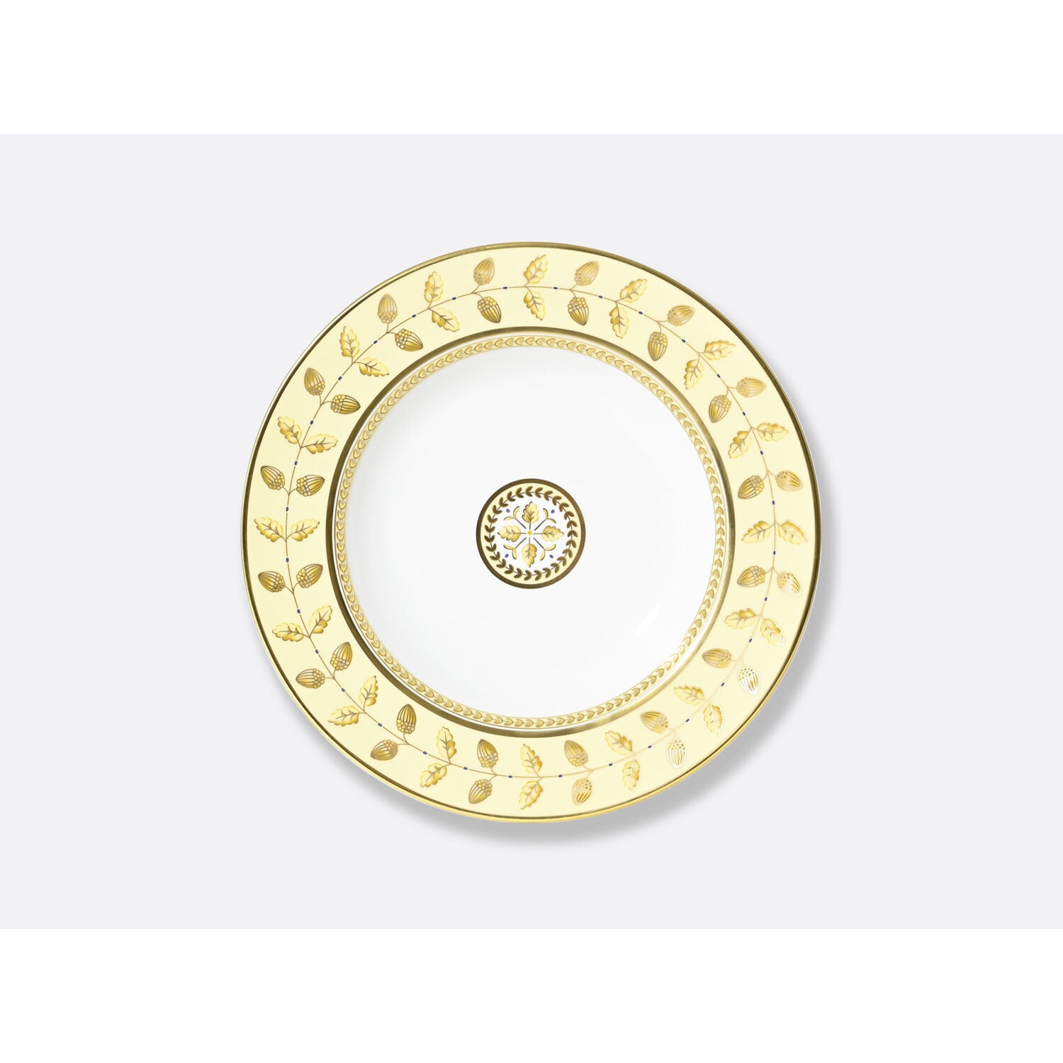 Bernardaud Rim soup 9", Limoges porcelain, Constance Jaune collection, on a white background