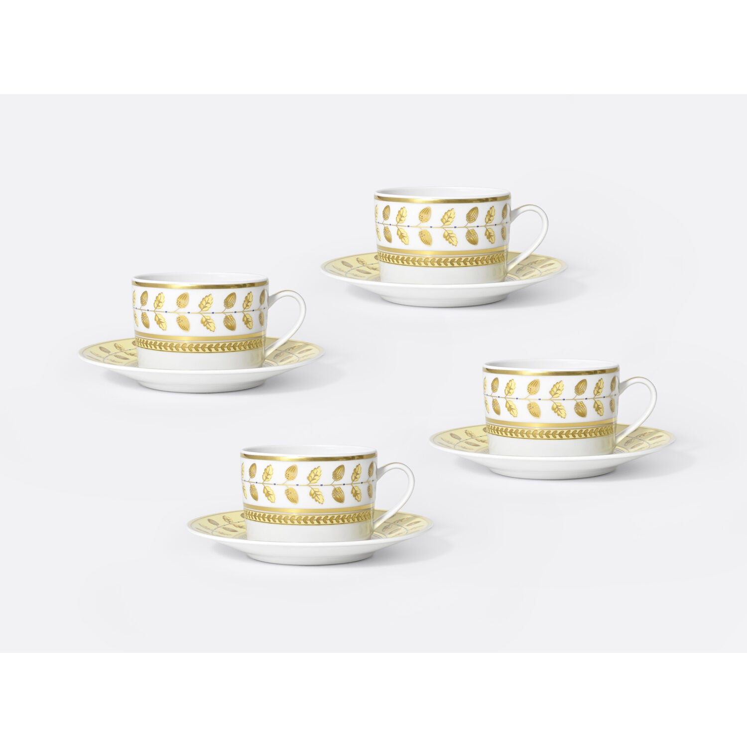 Bernardaud Tea cup and saucer 4.5 oz gift box, Limoges porcelain, Constance Jaune collection, detail view