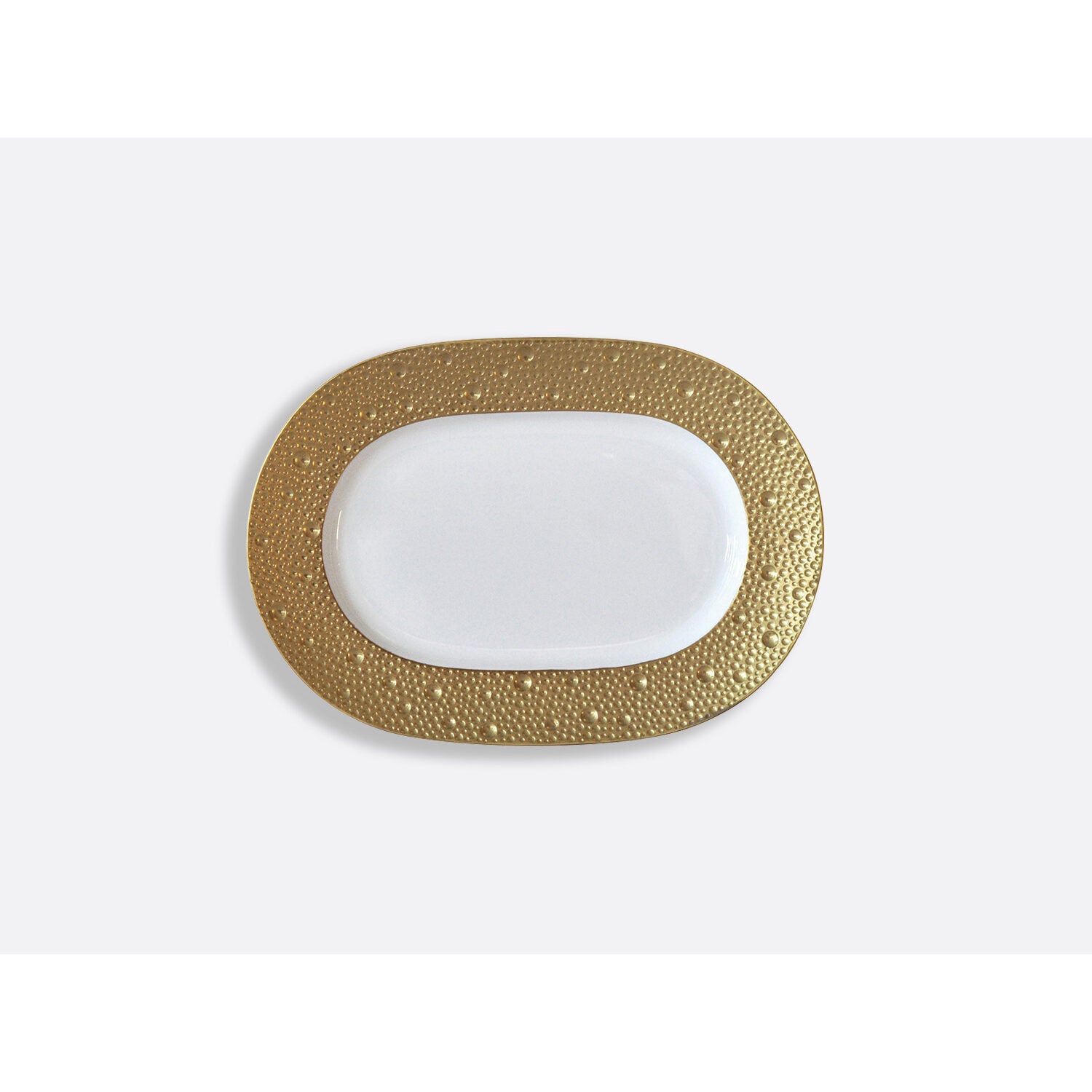 Bernardaud Relish dish 9" x 5", Limoges porcelain, Ecume Or collection, on a white background