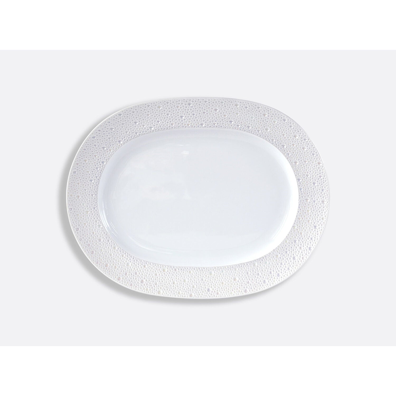 Bernardaud Oval platter 13.5", Limoges porcelain, Écume Perle collection, on a white background