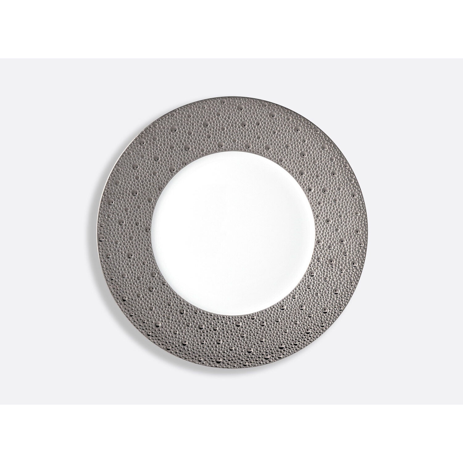 Bernardaud Dinner plate 10.5", Limoges porcelain, Ecume Platine collection, on a white background