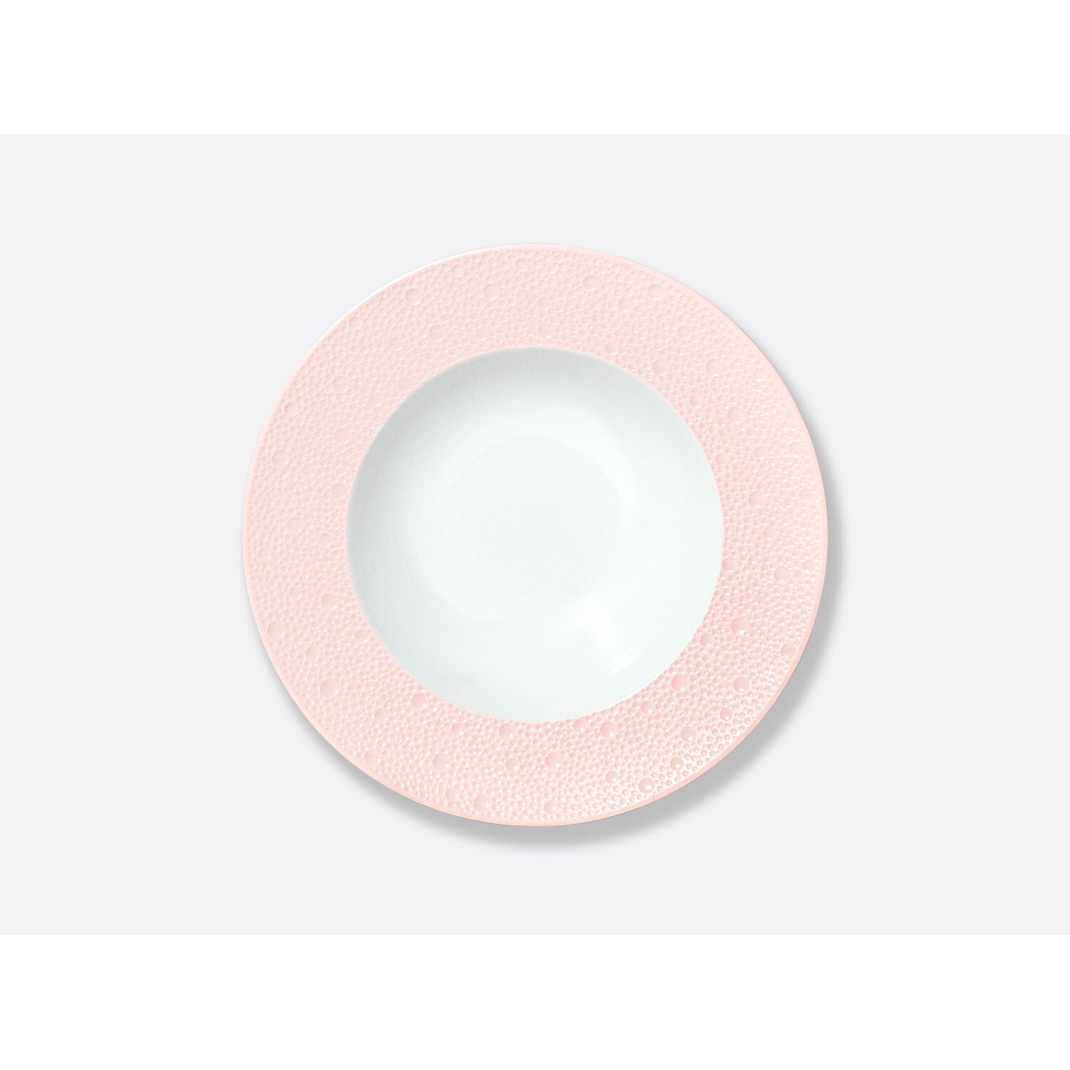 Bernardaud Rim soup 8.7", Limoges porcelain, Ecume Rose de Corée collection, on a white background