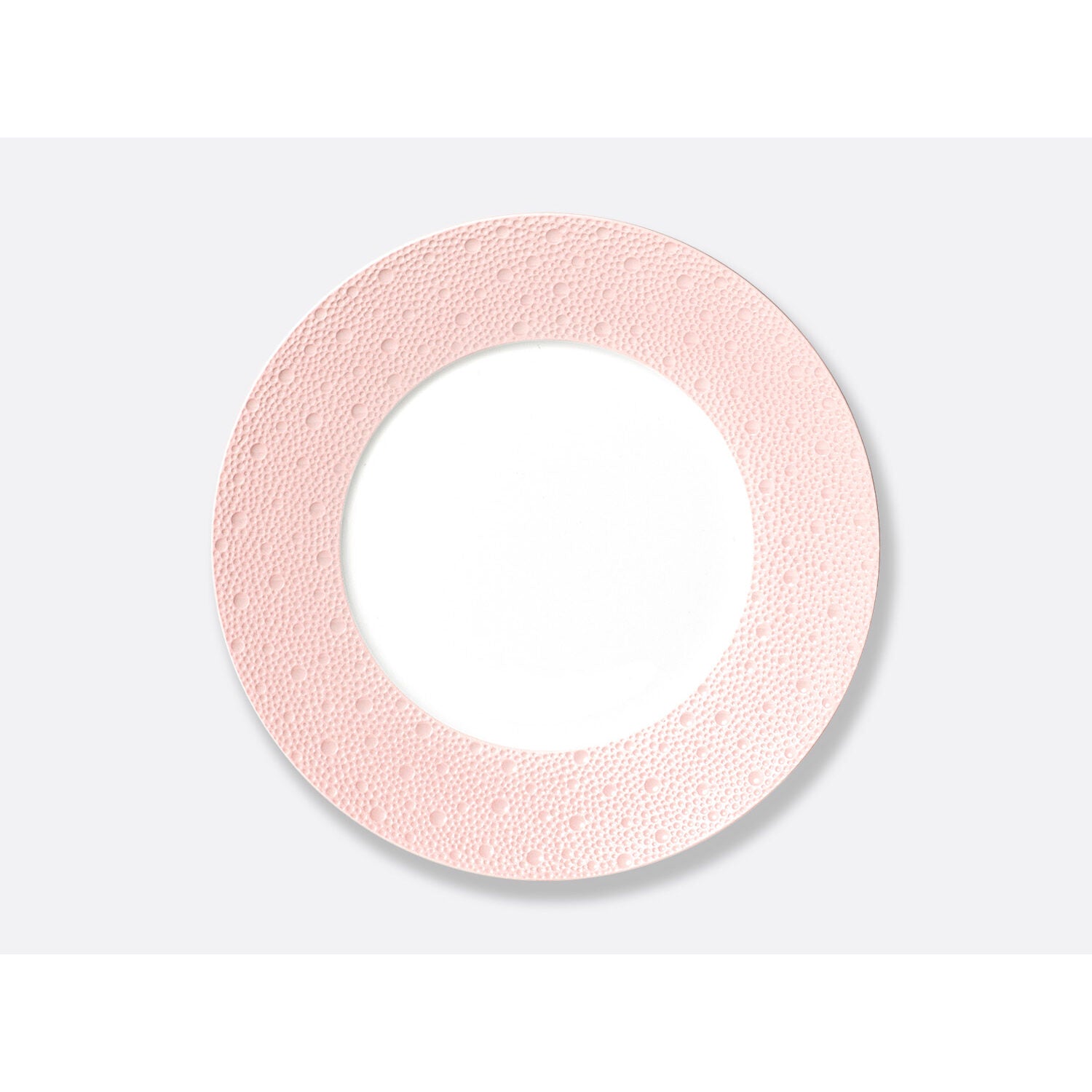 Bernardaud Service plate 11.5", Limoges porcelain, Ecume Rose de Corée collection, on a white background