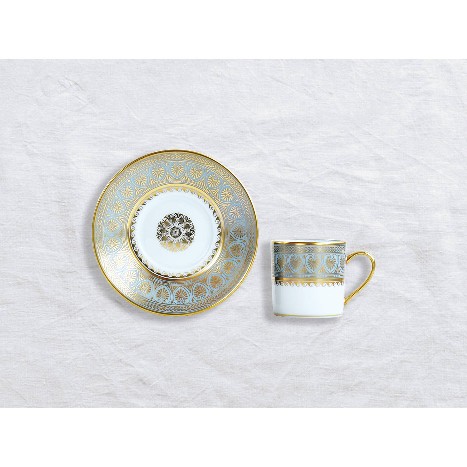Bernardaud Espresso cup and saucer, Limoges porcelain, Elysee collection, detail view