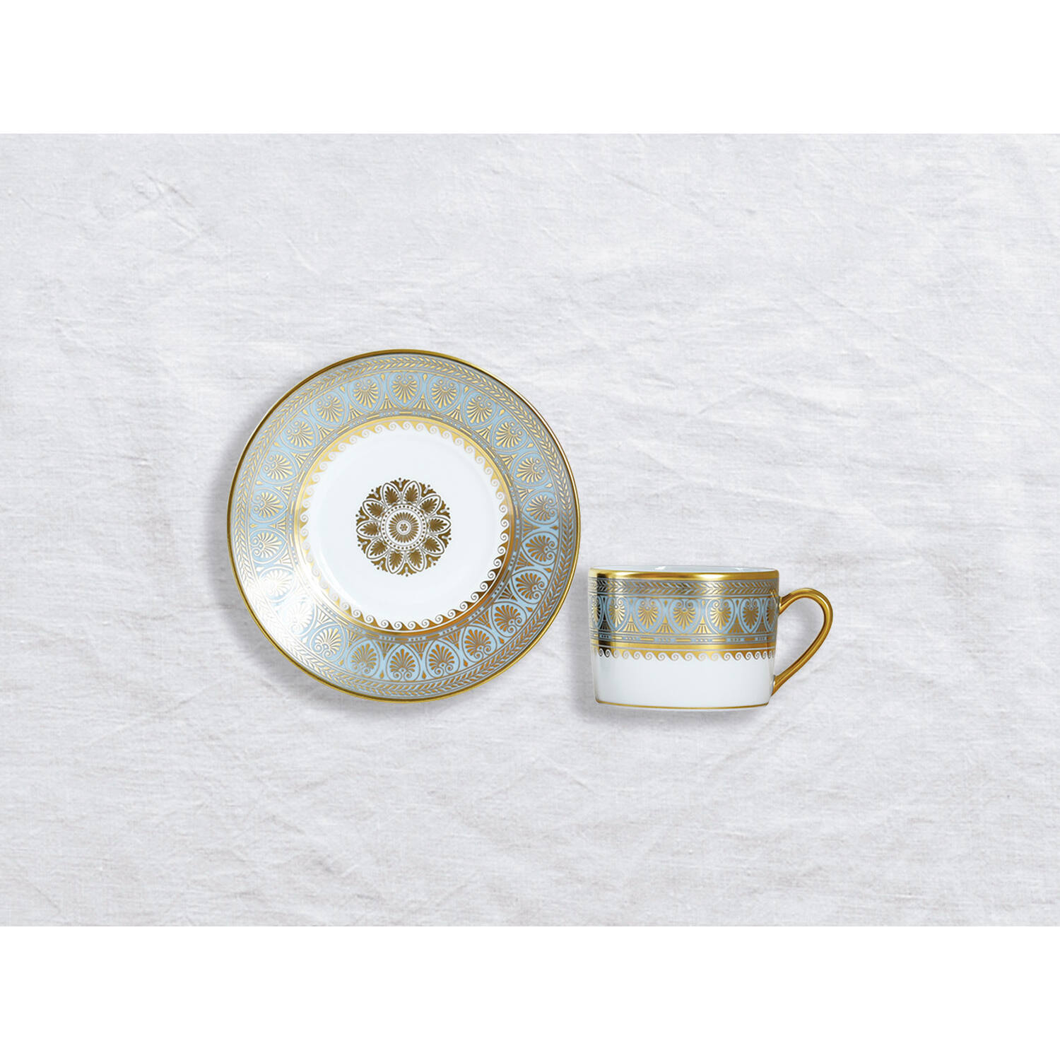 Bernardaud Tea cup and saucer, Limoges porcelain, Elysee collection, detail view
