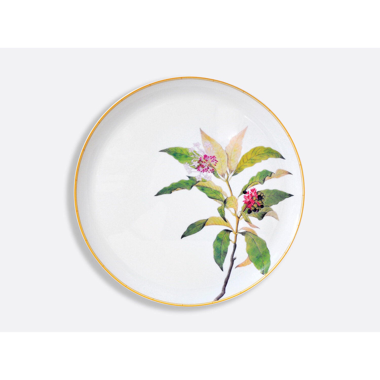 Bernardaud Round tart platter 13", Limoges porcelain, Jardin Indien collection, on a white background
