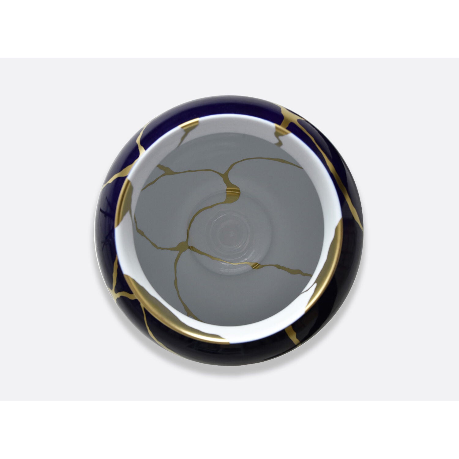 Bernardaud Cobalt blue large vase H. 22.4", Limoges porcelain, Kintsugi - Sarkis collection, detail view
