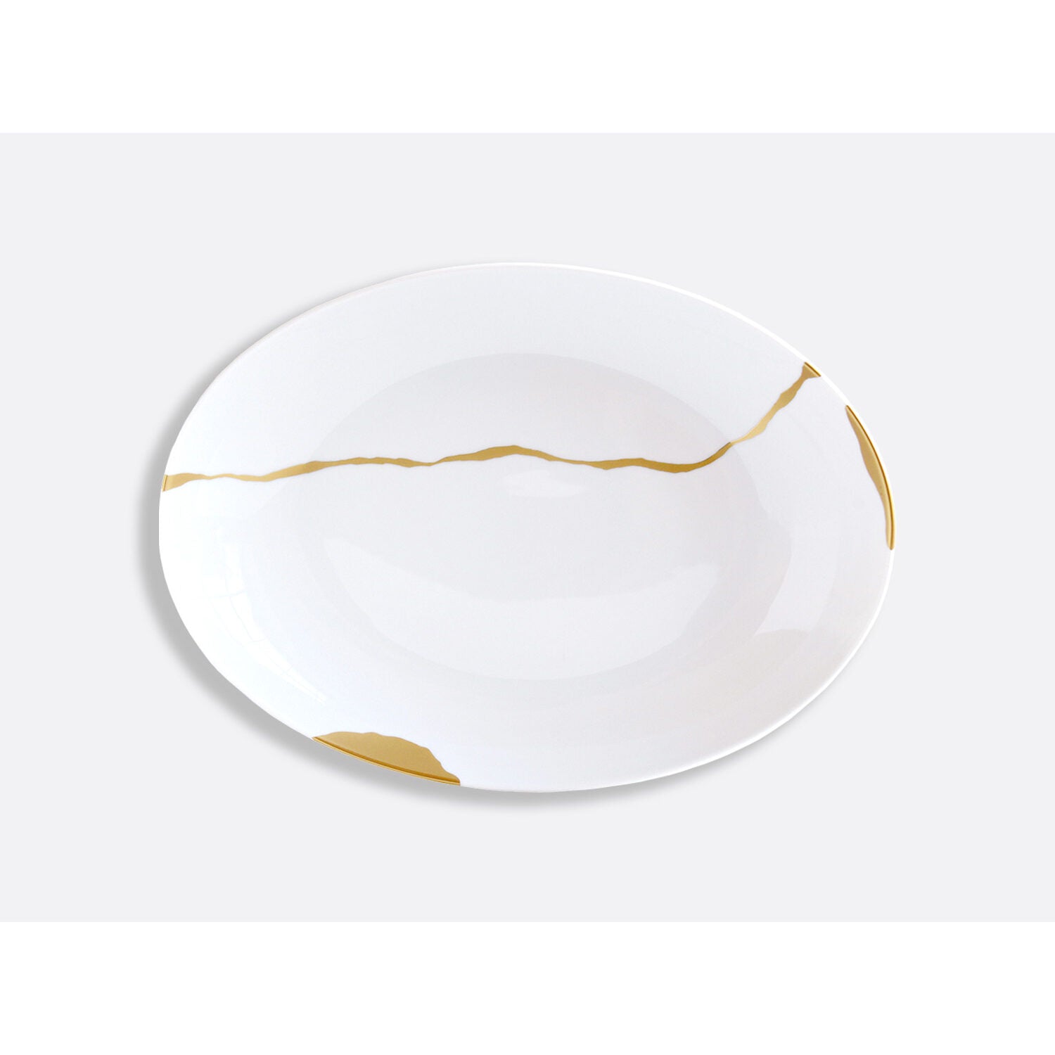 Bernardaud Deep oval platter 15.4" x 11", Limoges porcelain, Kintsugi - Sarkis collection, on a white background