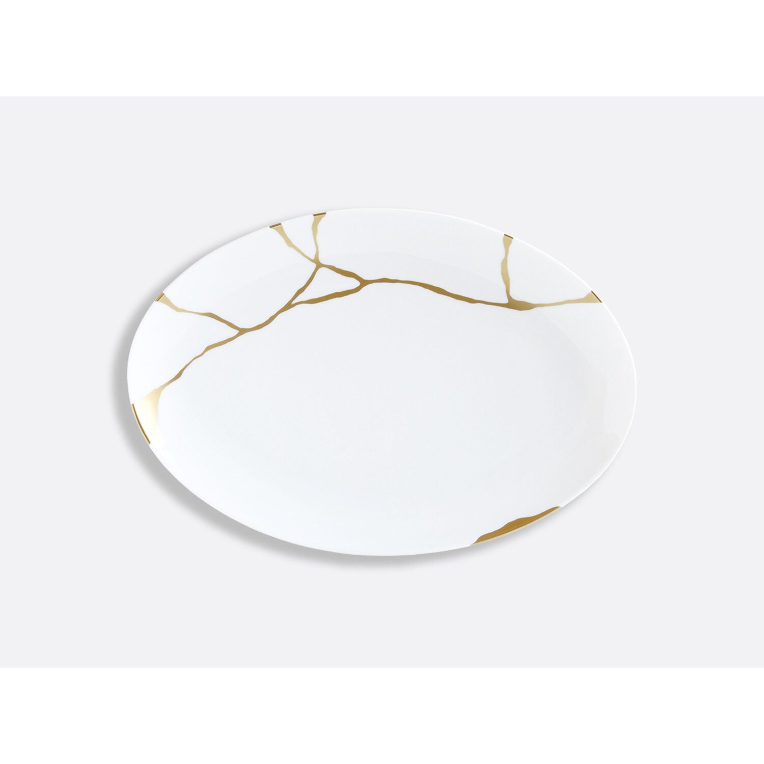 Bernardaud Oval platter 15", Limoges porcelain, Kintsugi - Sarkis collection, on a white background
