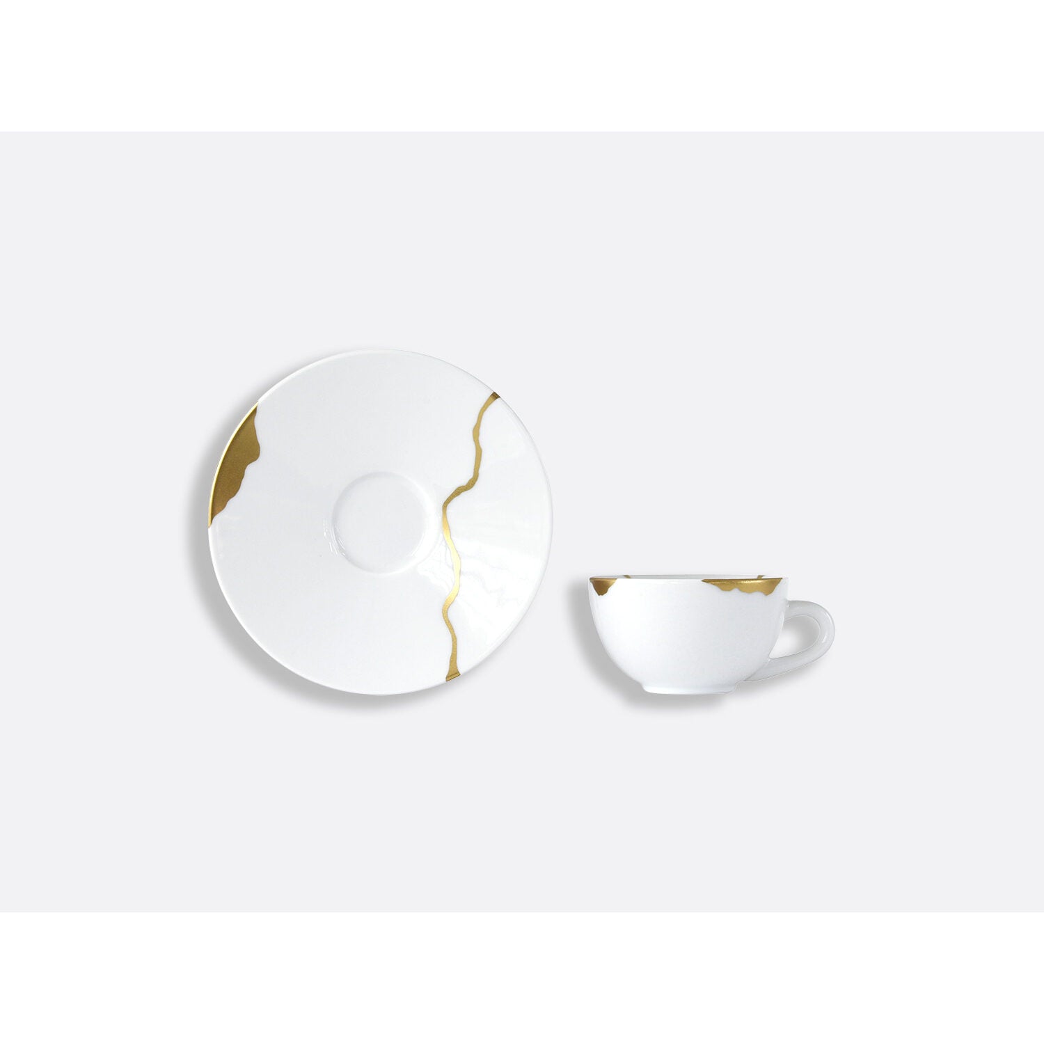 Bernardaud Set of espresso cups and saucers 3.5 oz, Limoges porcelain, Kintsugi - Sarkis collection, detail view
