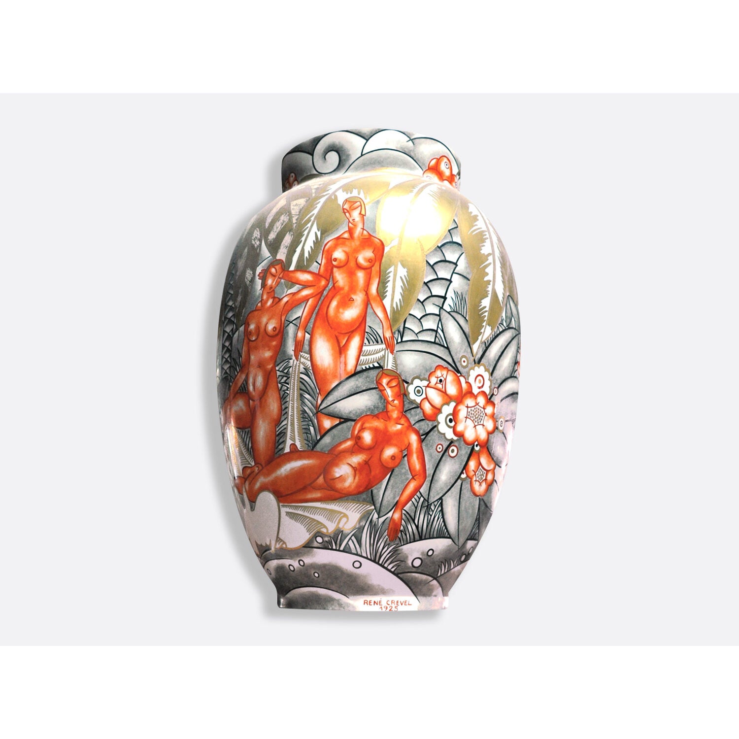 Bernardaud Large vase 22.4", Limoges porcelain, Vases collection, on a white background