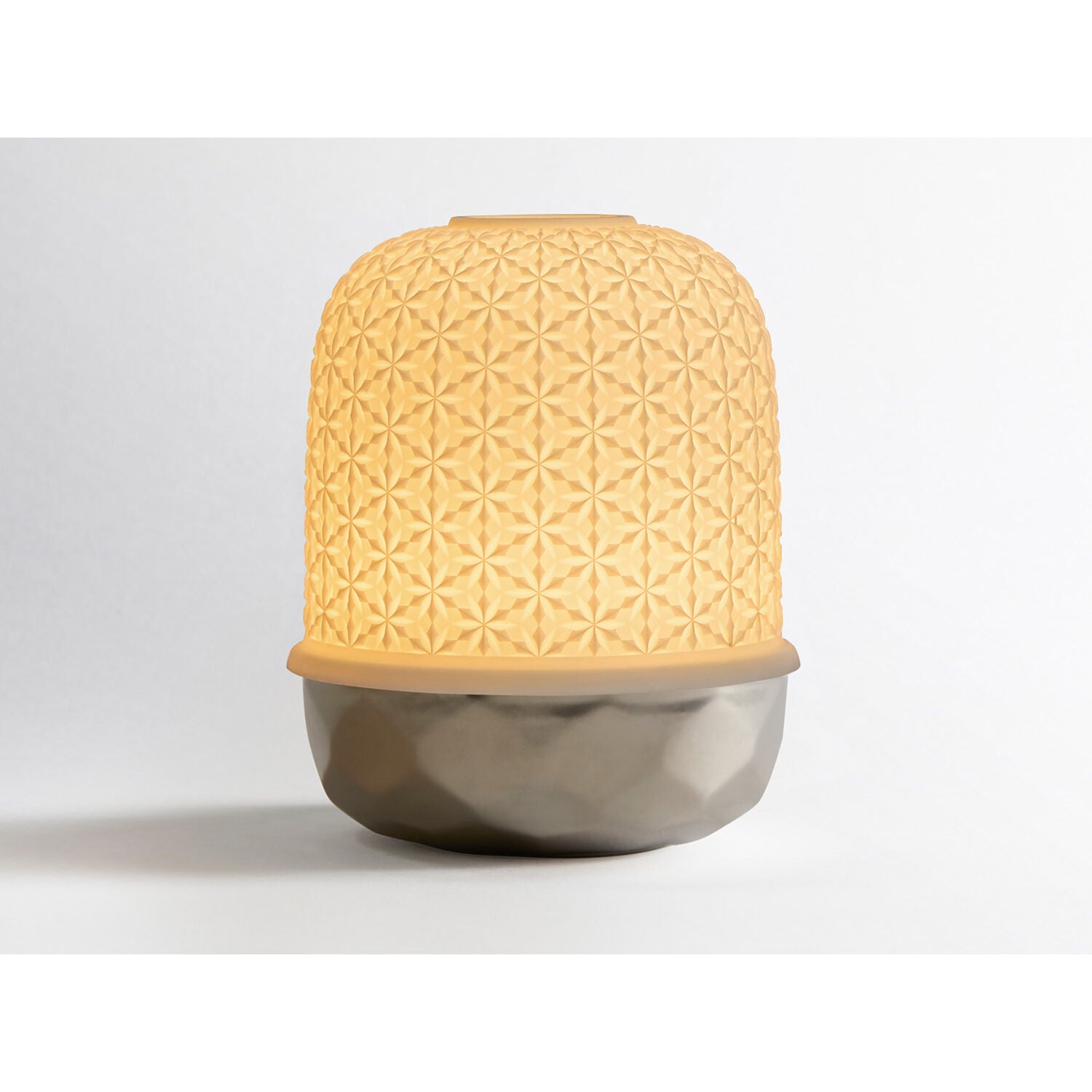 Bernardaud Badiane Argent, Limoges porcelain, LED Lampion collection, on a white background