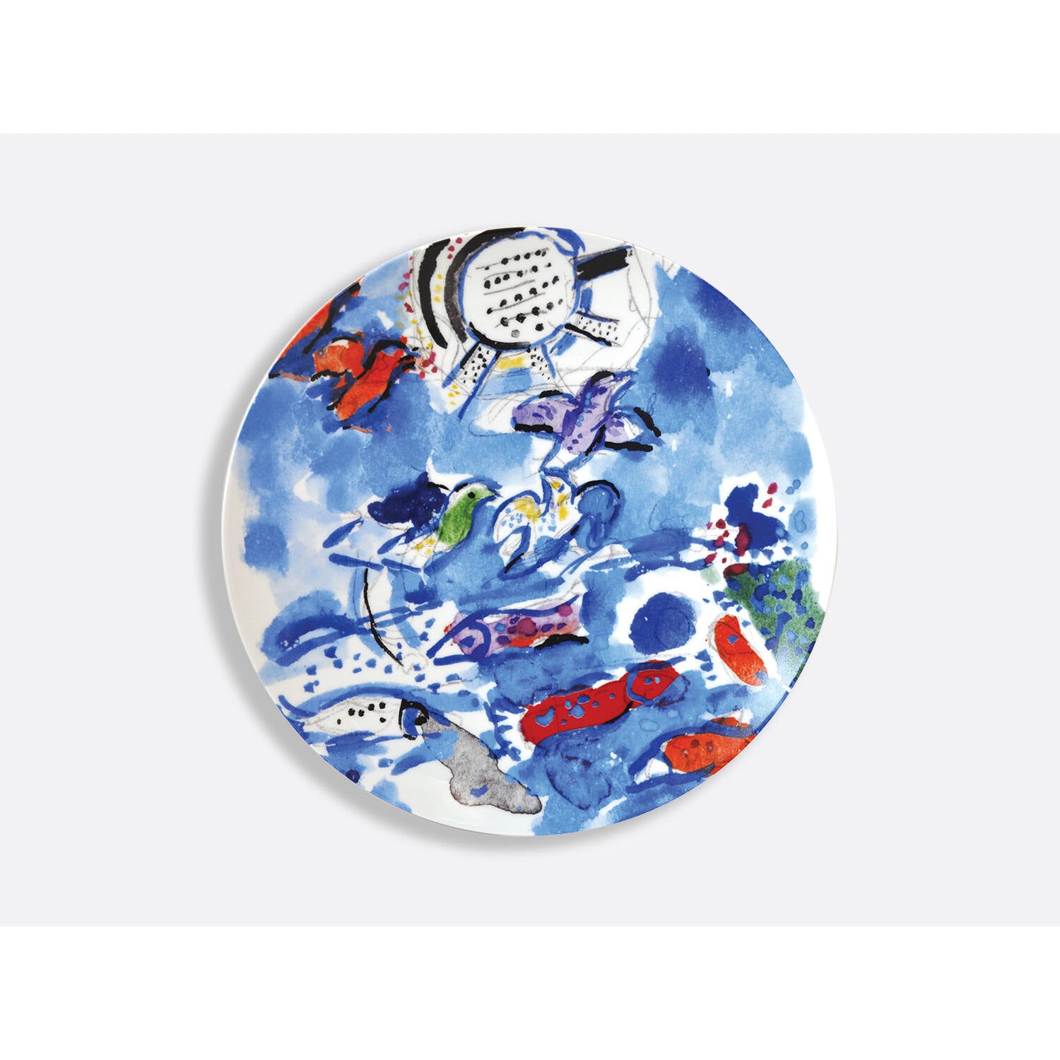 Bernardaud Gift box set of 6 assorted salad plates 8.3" (serie 2), Limoges porcelain, Les Vitraux D'Hadassah - Marc Chagall collection, detail view