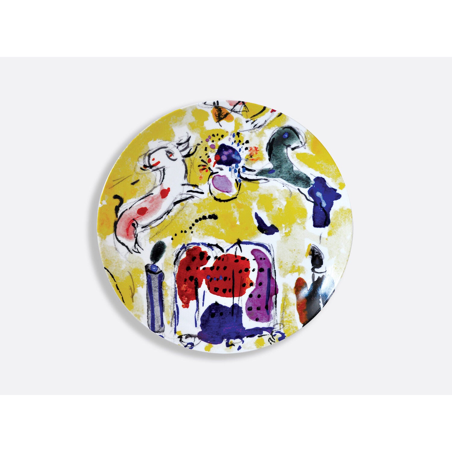 Bernardaud Gift box set of 6 assorted salad plates 8.3" (serie 2), Limoges porcelain, Les Vitraux D'Hadassah - Marc Chagall collection, detail view