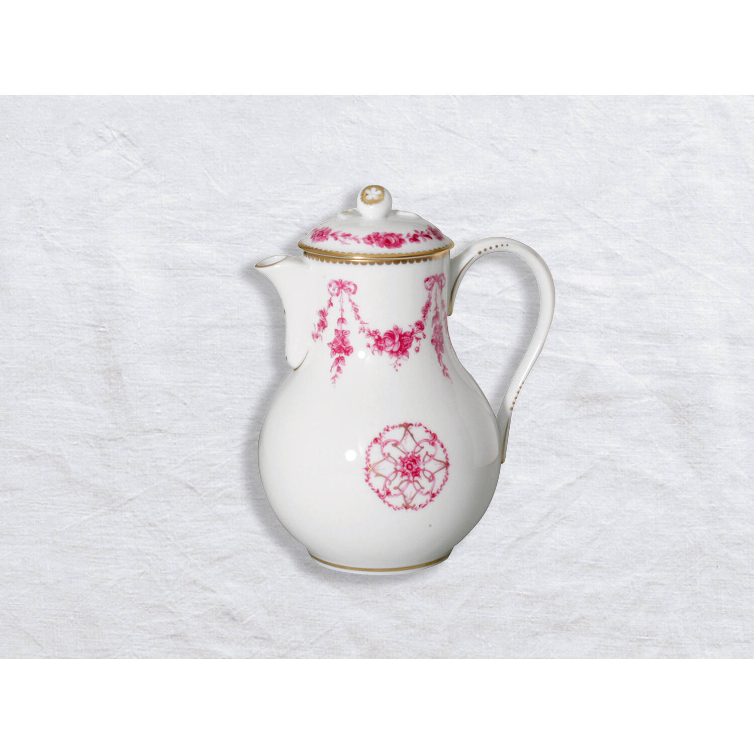 Bernardaud Coffee pot 37 oz, Limoges porcelain, Louis XV collection, on a white background