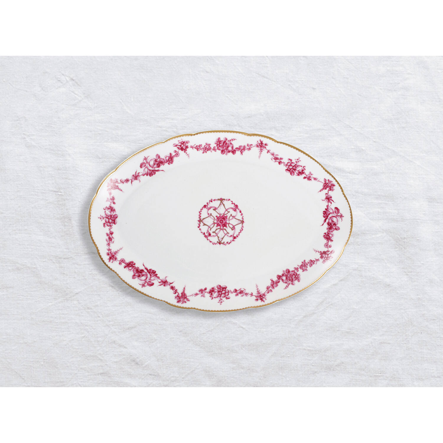 Bernardaud Oval platter 15", Limoges porcelain, Louis XV collection, on a white background