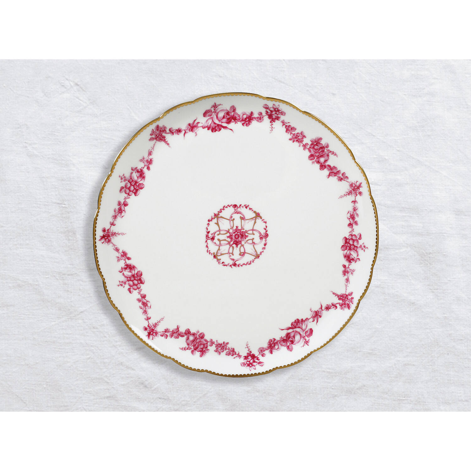 Bernardaud Round tart platter 13", Limoges porcelain, Louis XV collection, on a white background