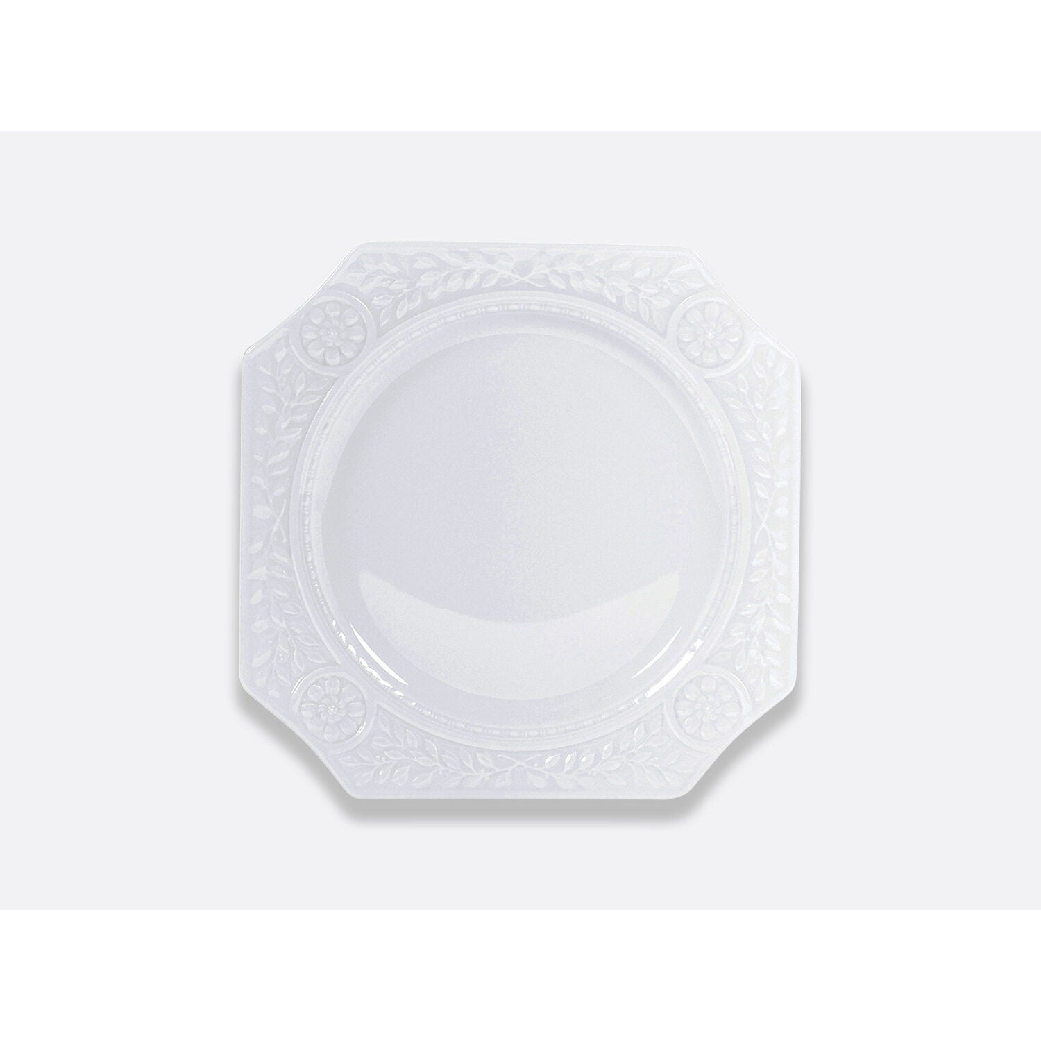Bernardaud Square plate 9", Limoges porcelain, Louvre collection, on a white background